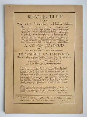 Empörung Von der Selbsthilfe der Ichheit 1930 Broschüre