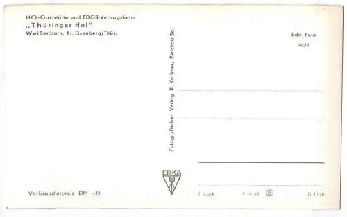 Ak Weißenborn Kreis Eisenberg Thüringer Hof 1964