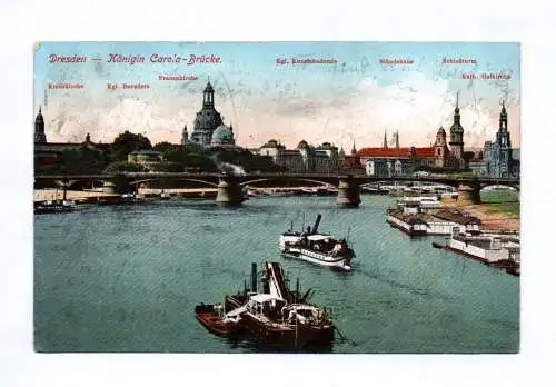 Künstler Ak Dresden Königin Carola Brücke 1917
