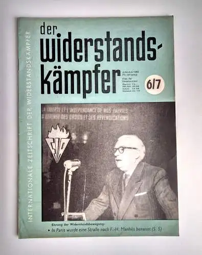 Alte Zeitung Kommunismus 1965 Der Widerstandskämpfer Nr. 6/7