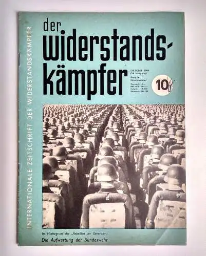 Alte Zeitung Kommunismus Der Widerstandskämpfer 1966 Nr. 10