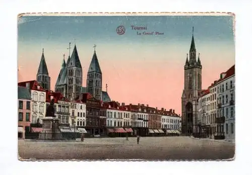 Ak Tournai La Grand Place Feldpost Feldpost 1916 Belgien