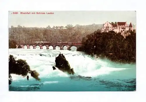 Ak Rheinfall mit Schloss Laufen Dachsen Schweiz