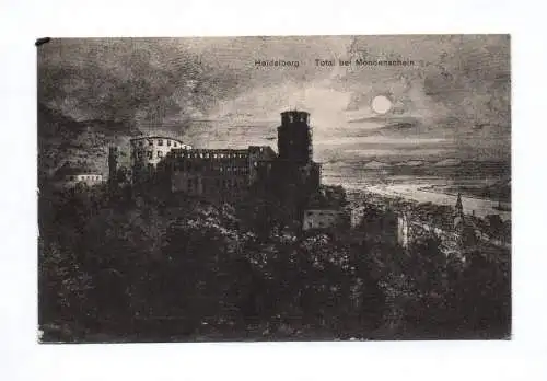 Künstler Ak Heidelberg Total bei Mondschein