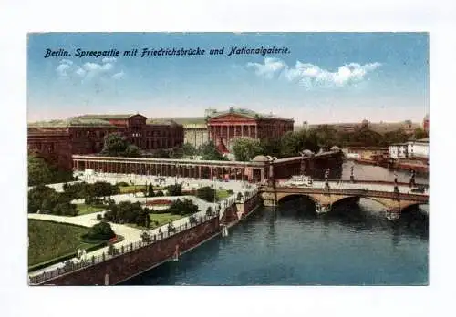 Ak Berlin Spreepartie mit Friedrichsbrücke und Nationalgalerie 1930