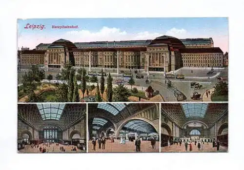 Künstler Ak Leipzig Hauptbahnhof