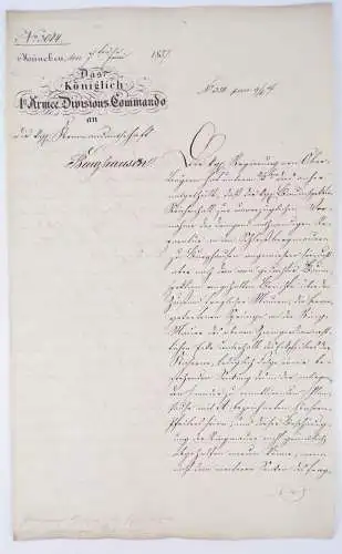 Autograph Prinzregent Luitpold von Bayern 1857 Armee Divisions Commando