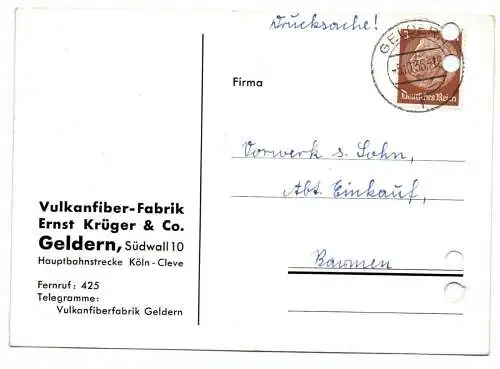 Geldern  Reklame Ak Vulkanfiber Fabrik Krüger u Co 1936