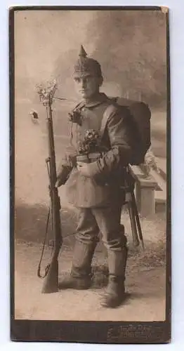 Kabinettfoto Soldat R 242 Pickelhaube Karabiner Dresden 1 Wk