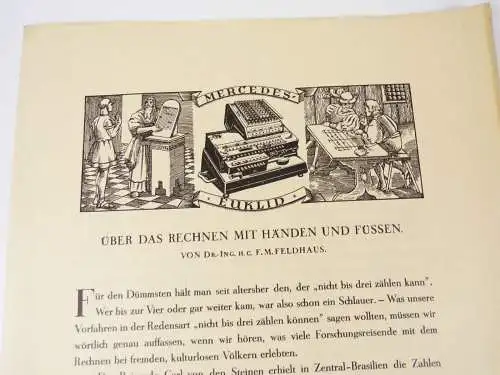 Mercedes Euklid Reklame Prospekte Geschichte Mathematik Rechenmaschine