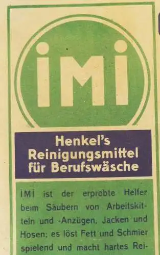 IMI Reinigungsmittel Persil Henkel 1930 er Reklame Schaupackung