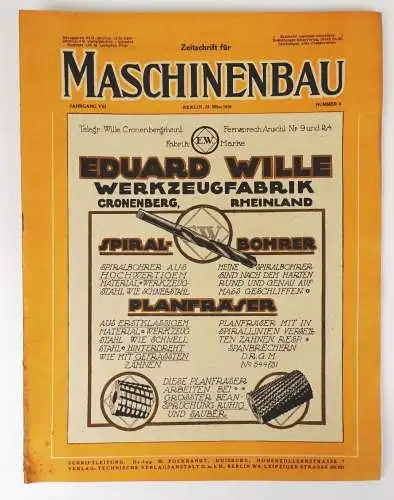 Zeitschrift für Maschinenbau 1919 Nummer 6 Reklame