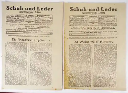 2 x Schuh und Leder Kampffmeyersche Zeitung 1919