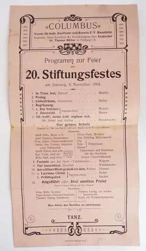 Mannheim Konvolut Programm um 1910 Festveranstaltungen
