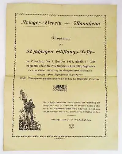 Mannheim Konvolut Programm um 1910 Festveranstaltungen