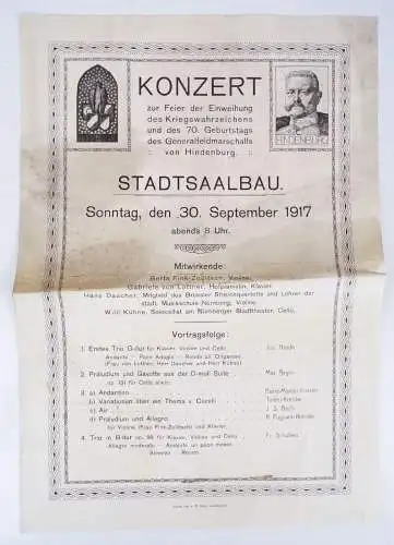 Konzert 70 Jahre Hindenburg Stadtsaalbau 1917 Kaufbeuren