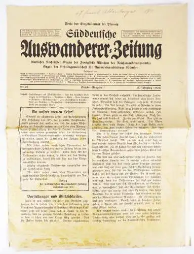 Süddeutsche Auswanderer Zeitung 1921 Nr 28