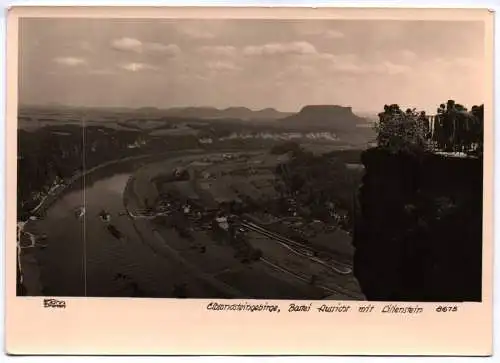 Ak Elbsandsteingebirge Bastei Aussicht mit Lilienstein 1956