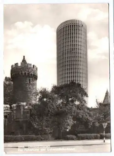 Foto Ak Jena Universitätsstadt Der Pulverturm und Universitätshochhaus 1973