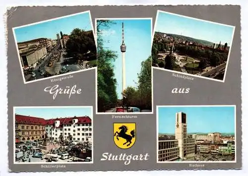 Ak Grüße aus Stuttgart Königstraße Schloßplatz Schillerplatz 1965
