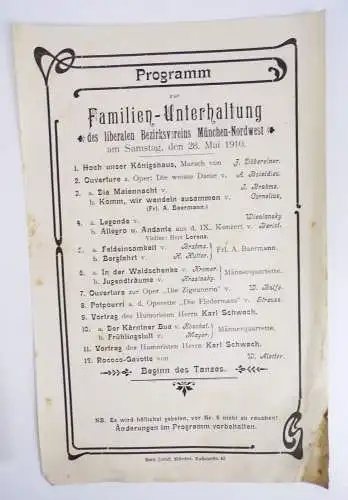 München um 1900 Veranstaltungen Programme Dokumente