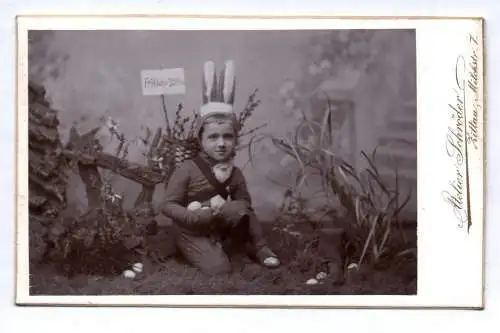 CDV Foto Kind im Hasen Kostüm um 1900 Ostern Osterhase Zittau