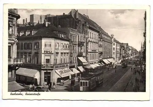 Ak Karlsruhe Kaiserstraße 1941 Straßenbahn