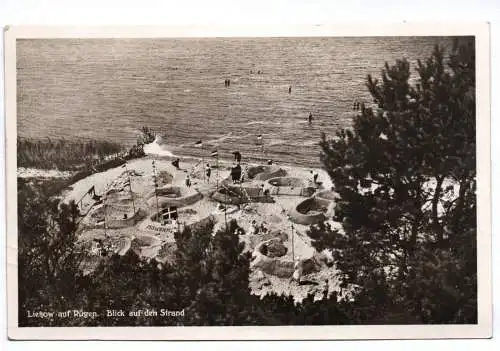 Ak Lietzow auf Rügen Blick auf den Strand 1934 Sandburgen