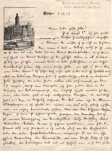 Briefkopf Leipzig Neues Rathaus 1929 Handschrift
