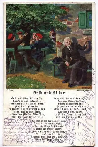 Studentika Ak Gold und Silber C Zander 1922