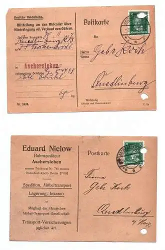 Aschersleben 4 x Postkarte 1927 Deutsche Reichsbahn Bahnspediteur Nielow