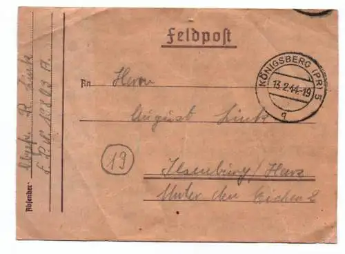 Feldpost Brief Königsberg 1944 Feldpostnr 13803 Lebenszeichen