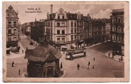 Ak Halle Saale Rannischer Platz Straßenbahn