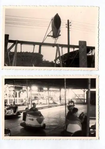 3 x Foto Jahrmarkt Autoscooter um 1970 Rummel Überschlagschiff Karussell