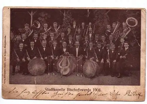 Ak Bischofswerda 1904 Stadtkapelle Bahnpost