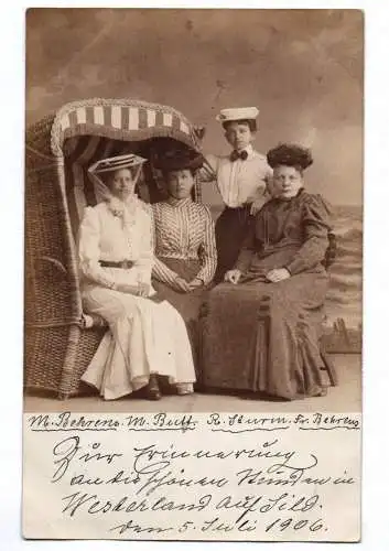Foto Ak Damen Strandkorb Westerland Sylt 1906 Reise Urlauber