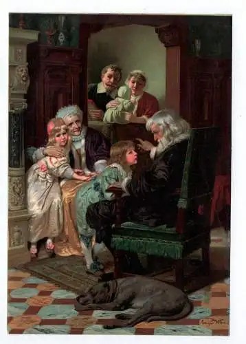 Diaphaniebild Kunstblatt Eugen Klimsch Familie Kind um 1900