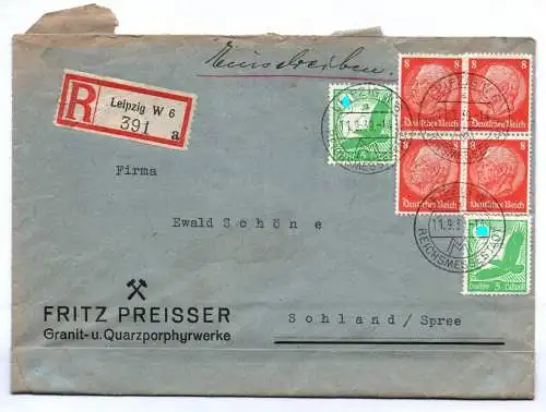 R - Brief Leipzig 1939 Luftpost Mischfrankatur