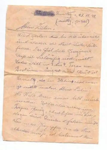Feldpost Brief 1942 mit Tropenuniform an die Ostfront Kälte Eis Inhalt