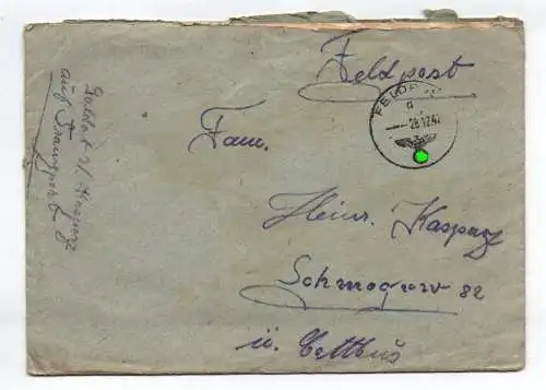 Feldpost Brief 1942 mit Tropenuniform an die Ostfront Kälte Eis Inhalt