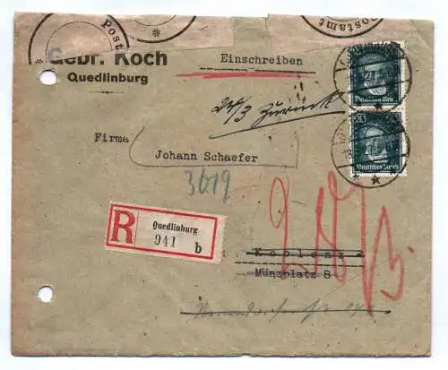 R Brief Quedlinburg 1927 Amtlich verschlossen Postamt Coblenz