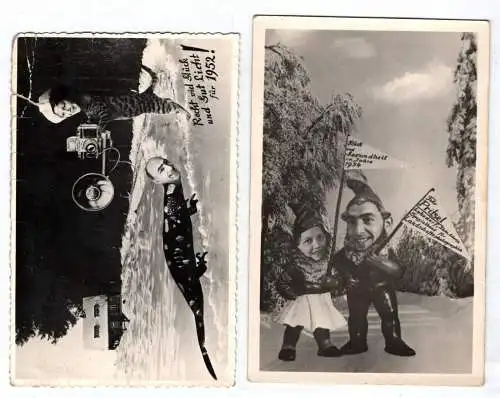 2 x Fotomontage Ak 1952 1954 Humor Scherz