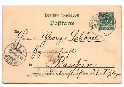 Ganzsache Bahnpost Bautzen - Königswartha 1900