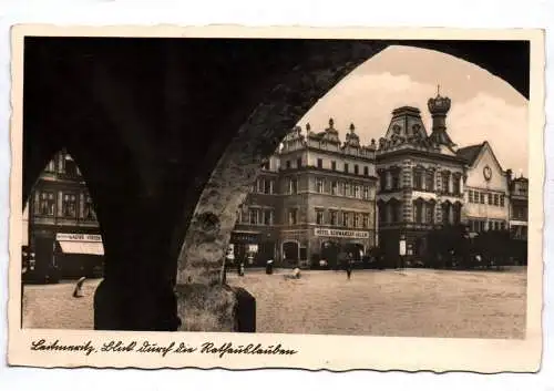 Ak Leitmeritz Blick durch die Rathauslauben 1930 er