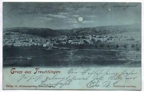 Litho Ak Gruß aus Treuchtlingen Mondschein 1900