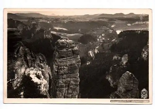 Ak Sächsische Schweiz Höllenhund mit Raaberkessel Hahn 41 Kletterer 1930