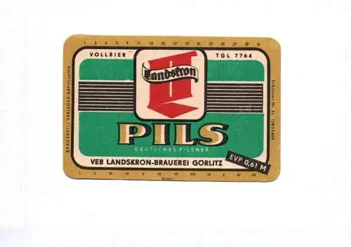 Altes Landskron Bieretikett DDR Pils