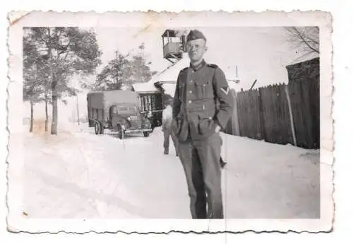 Foto Brjansk 2 Wk Soldat LKW Pritsche Winter 1942