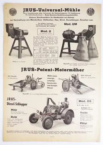 Reklame Prospekt Urus Mühlen 1938 Landwirtschaft