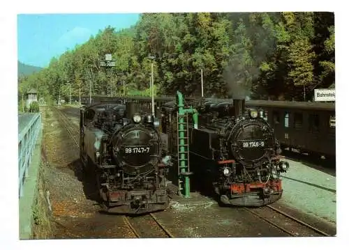 Foto Ak Schmalspurlokomotiven Baujahr 1929 im Bf Kurort Kipsdorf Oktober 1984